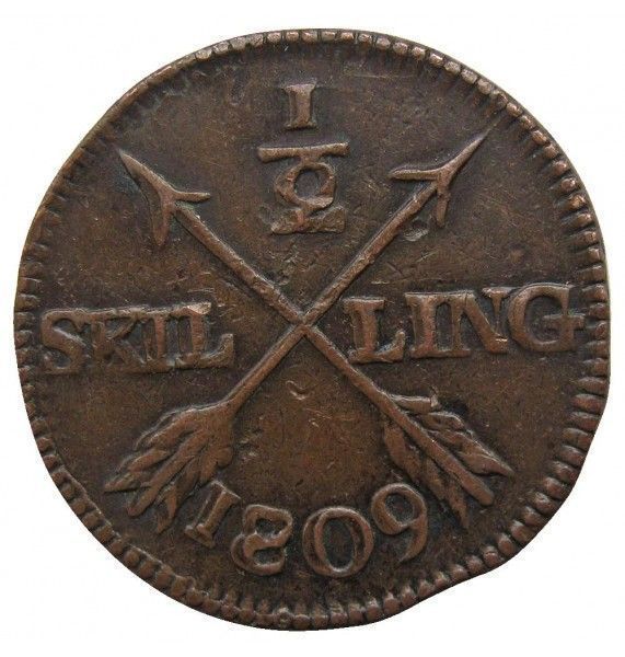 Швеция 1/2 скиллинга 1809 г.