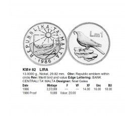 Мальта 1 лира 1986 г.