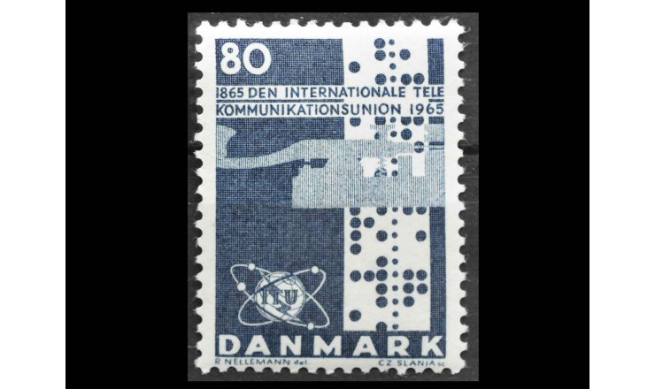 Дания 1965 г. "Столетие Международного союза электросвязи"