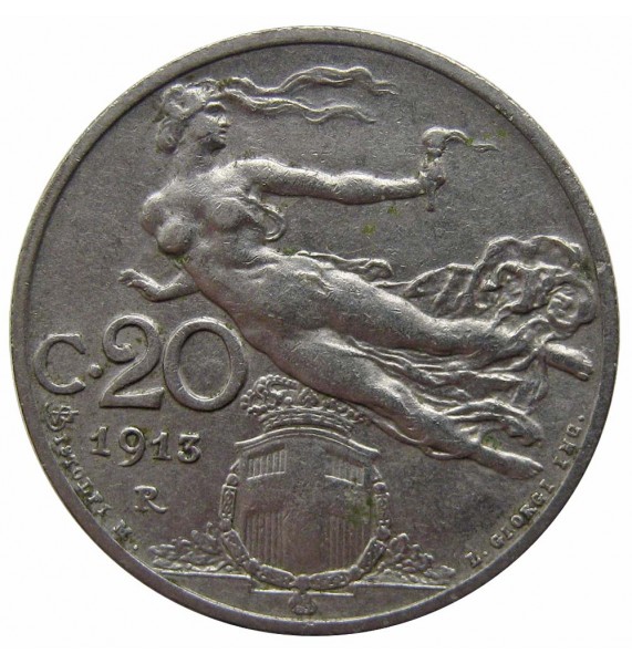 Италия 20 чентезимо 1913 г. 