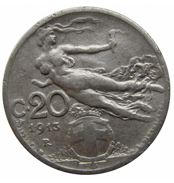 Италия 20 чентезимо 1913 г. 