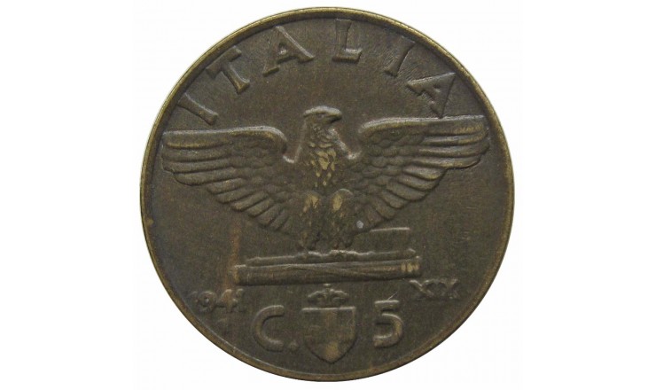Италия 5 чентезимо 1941 г.