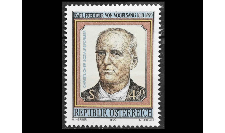 Австрия 1990 г. "Столетие со дня рождения Карла фон Фогельсанга"