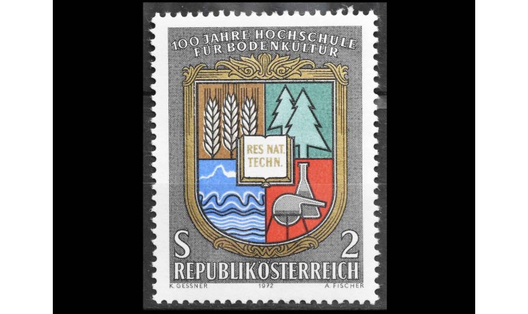 Австрия 1972 г. "Столетие Университета природных ресурсов"