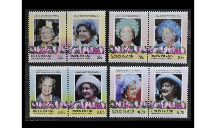 Гренадины и Сент-Винсент (Остров Юнион) 1985 г. "85-летие королевы-матери"