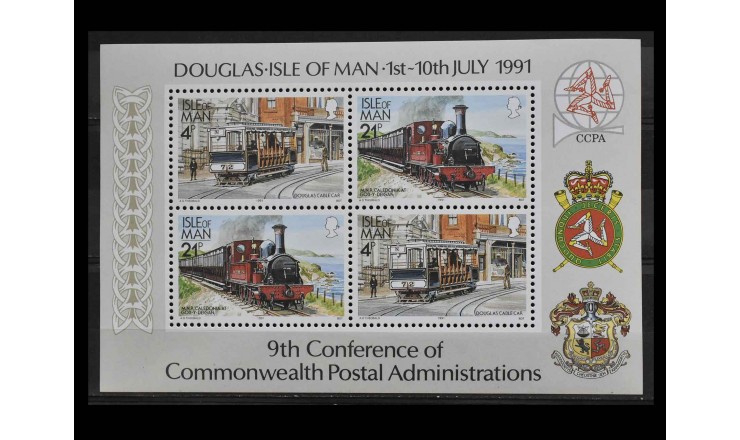 Остров Мэн 1991 г. "Поезда и трамваи"
