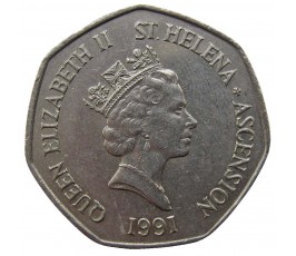 Остров Святой Елены и Вознесения 50 пенсов 1991 г. Остров Святой Елены и Вознесения 50 пенсов 1991 г.