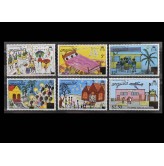 Ангилья 1977 г. "Детские рисунки" (надпечатки)