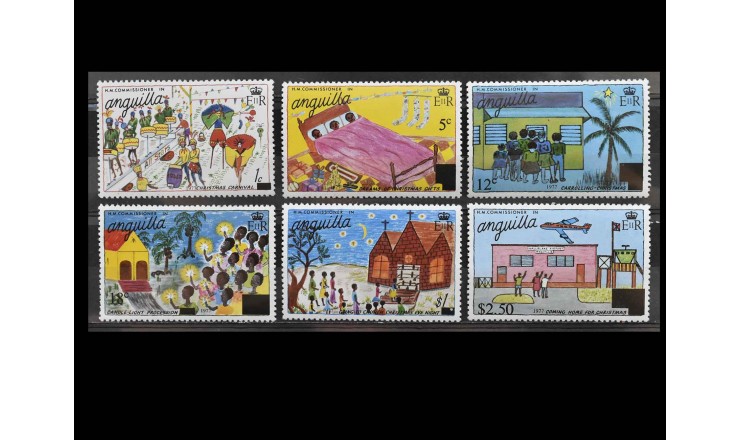 Ангилья 1977 г. "Детские рисунки" (надпечатки)