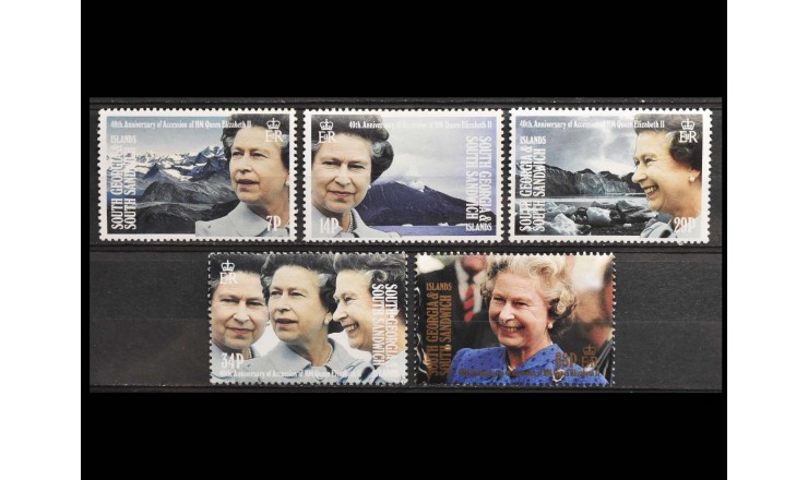 Южная Георгия и Сандвичевы О-ва 1992 г. "Восшествие на престол королевы Елизаветы II, 40-я годовщина"