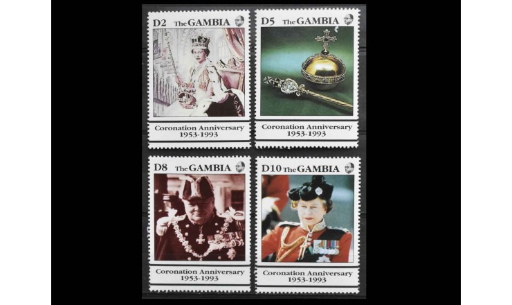Гамбия 1993 г. "40-я годовщина коронации королевы Елизаветы II"