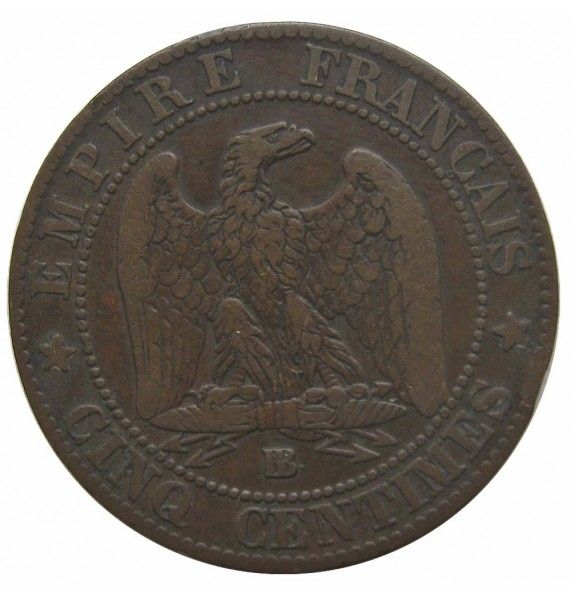 Франция 5 сантимов 1862 г. BB