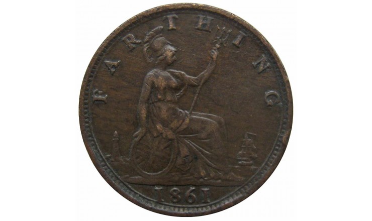 Великобритания 1 фартинг 1861 г. Великобритания 1 фартинг 1861 г.