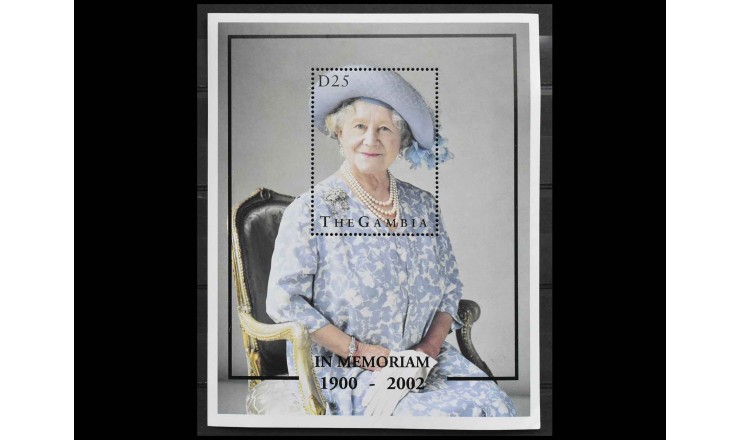 Гамбия 2002 г. "В память о королеве Елизавете, королеве-матери"    