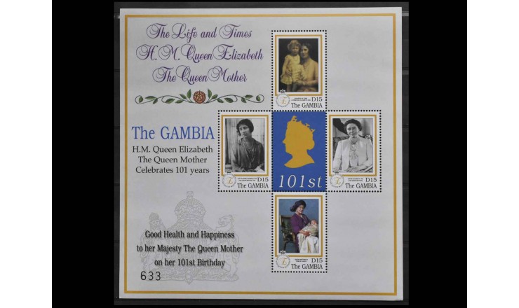 Гамбия 2001 г. "101-й день рождения королевы Елизаветы, королевы-матери"    