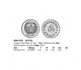 Афганистан 50 пул 1973 (1352) г.