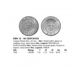 Португальский Тимор 60 сентаво 1958 г.