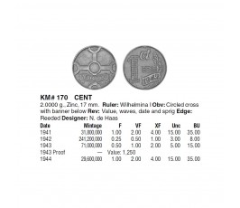 Нидерланды 1 цент 1943 г.