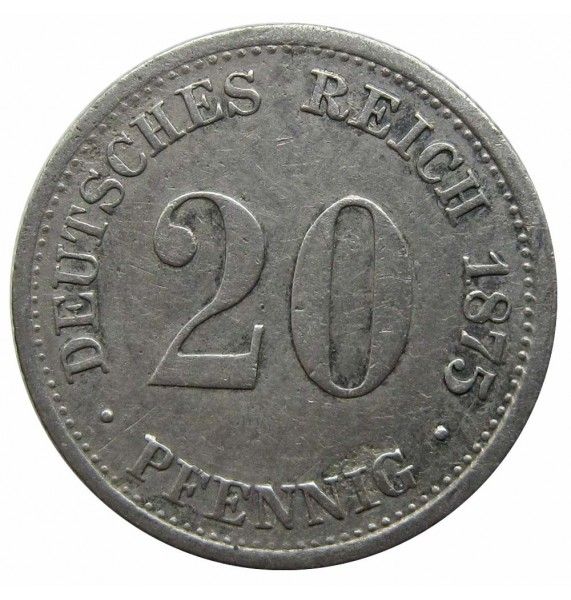 Германия 20 пфеннигов 1875 г. F