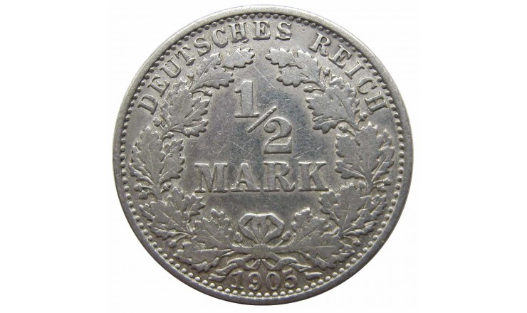 Германия 1/2 марки 1905 г. A