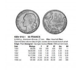 Франция 50 франков 1952 г.
