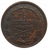 Швеция 1/6 скиллинга 1849 г.