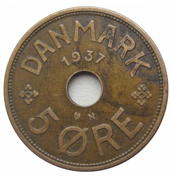 Дания 5 эре 1937 г.
