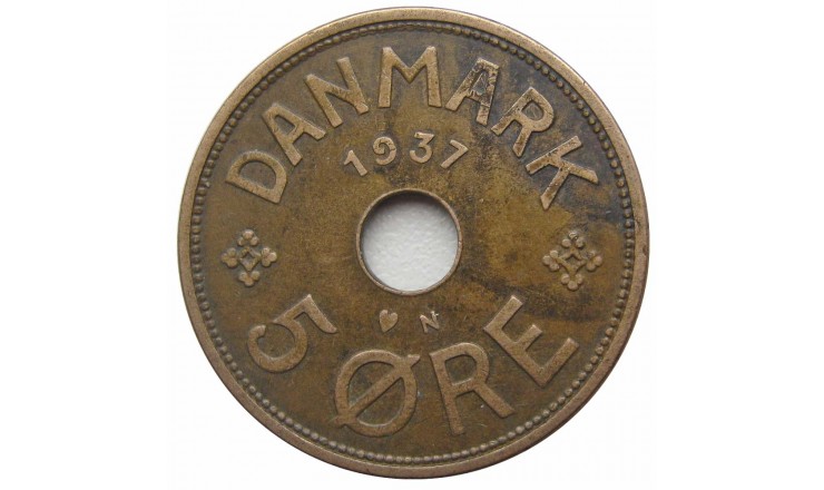 Дания 5 эре 1937 г.