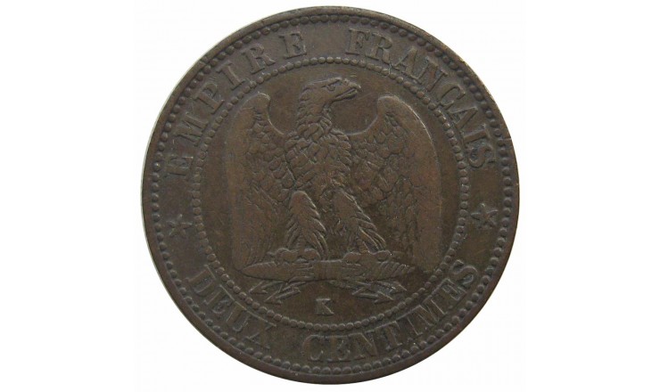 Франция 2 сантима 1862 г. K