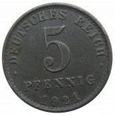 Германия 5 пфеннигов 1921 г. A