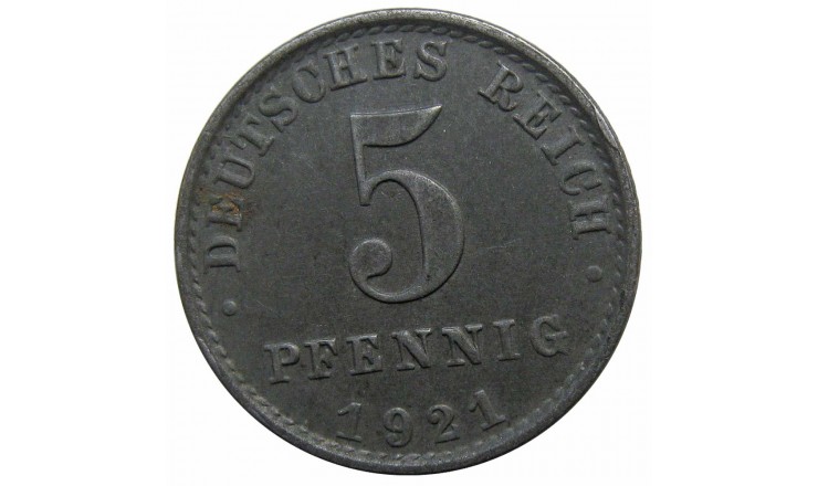 Германия 5 пфеннигов 1921 г. A