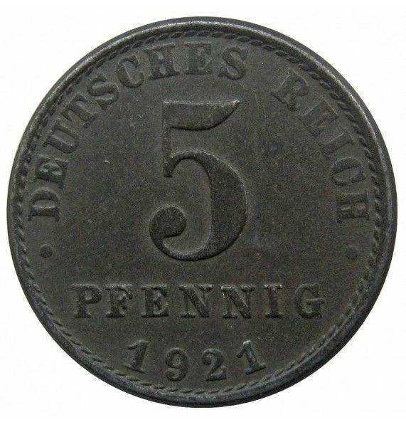 Германия 5 пфеннигов 1921 г. A