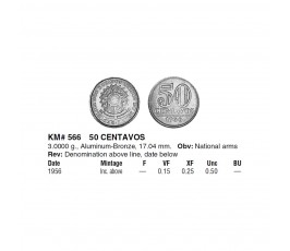 Бразилия 50 сентаво 1956 г.