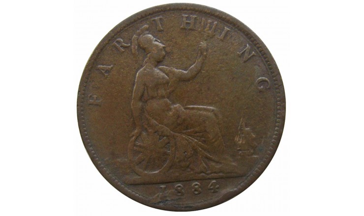 Великобритания 1 фартинг 1884 г. Великобритания 1 фартинг 1884 г.