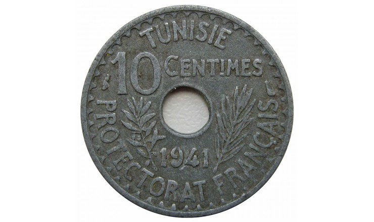 Тунис 10 сантимов 1941 г. Тунис 10 сантимов 1941 г.