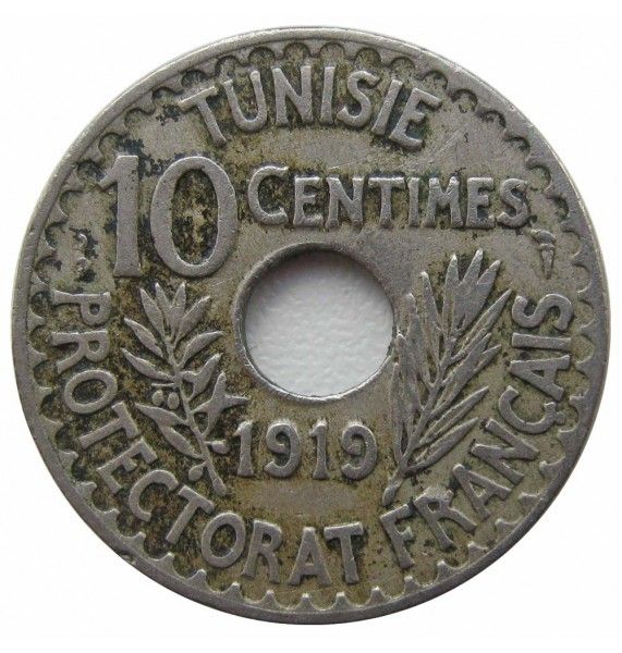 Тунис 10 сантимов 1919 г. Тунис 10 сантимов 1919 г.