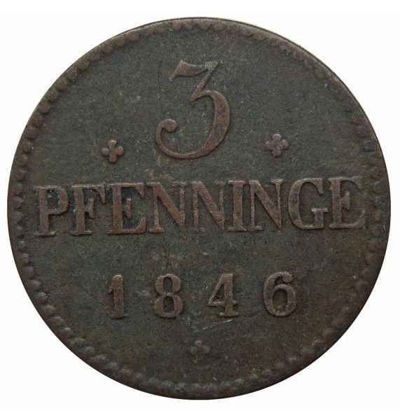 Мекленбург-Шверин 3 пфеннига 1846 г.