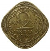 Индия 2 анны 1943 г.