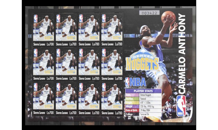 Сьерра-Леоне 2004 г. "Игроки NBA - Кармело Энтони"