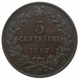 Италия 5 чентезимо 1867 г. M