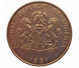 Нигерия 25 кобо 1991 г. Нигерия 25 кобо 1991 г.