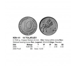 Словения 10 толаров 2000 г. Словения 10 толаров 2000 г.
