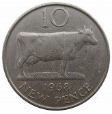 Гернси 10 новых пенсов 1968 г.