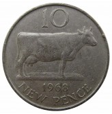 Гернси 10 новых пенсов 1968 г.