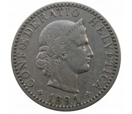 Швейцария 20 раппен 1894 г. Швейцария 20 раппен 1894 г.