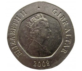 Гибралтар 20 пенсов 2008 г. Гибралтар 20 пенсов 2008 г.