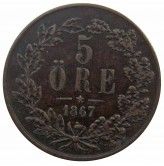 Швеция 5 эре 1867 г.