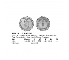 Кипр 1/2 пиастра 1934 г.