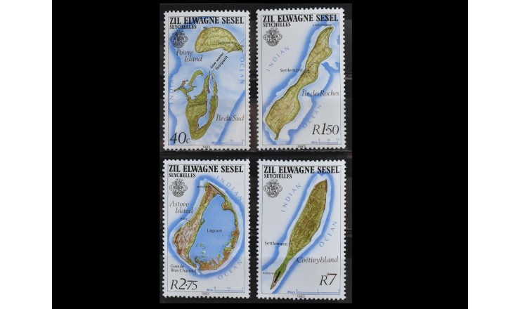 Сейшельские Внешние Острова 1983 г. "Карта островов"