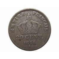 Франция 20 сантимов 1866 г. A (небольшая деформация)